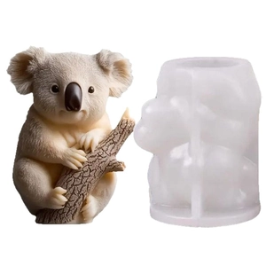 3D koala cylinder silicone mold for DIY candles and handmade plaster home decorations