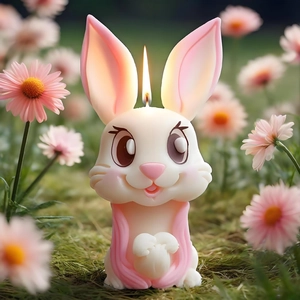 Cartoon Easter Rabbit Silicone Mold For Scented Candle Gypsum Ornament Handmade Large Ear Bunny DIY Baking Cake Mold