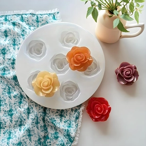 Moule en silicone 6 roses pour savon artisanal, bougies et artisanat en résine