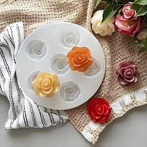 Moule en silicone 6 cavités roses pour savon artisanal résine et décoration de gâteaux