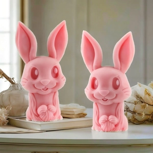 Cute long-eared rabbit silicone mold for Easter candles and handmade gypsum decor