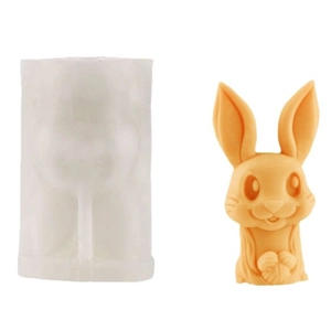 Silicone mold for cartoon Easter bunny candle and gypsum DIY craft ornament