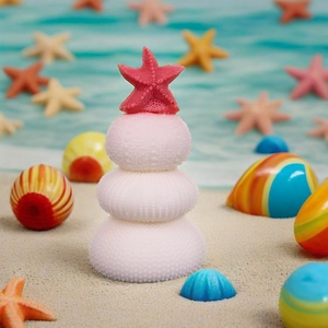 Three-tier sea urchin silicone mold with a red starfish on top for DIY ocean candles