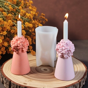 Floral candle holder silicone mold for DIY flower embossed home decor candlestick making
