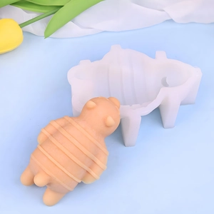 3D Lying Bear Silicone Mold DIY Striped Bear Candle Soap Plaster Resin Cake Baking Mold Craft Making Tool