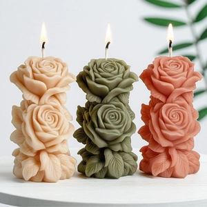 Rose Flower Pillar Scented Candle Silicone Mold For DIY Handmade Aromatherapy Plaster Diffuser Stone Ornament Valentine Day