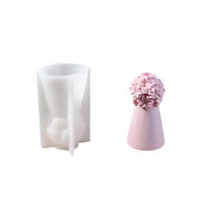 DIY silicone mold for floral candle holders and plaster flower vases for home decor