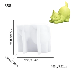 3D lucky cat silicone mold for DIY candles and plaster crafts with size measurements