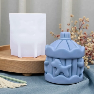 Moule en silicone carrousel 3D pour bougies parfumées, résine et savon artisanaux