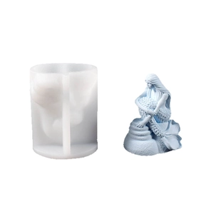 Mermaid shape silicone mold for DIY candles and soaps with detailed 3D scale textures
