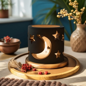 Black star and moon silicone mold for DIY candle holders and home decor display