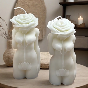 3D female torso and rose silicone candle mold set for DIY aromatherapy ornaments