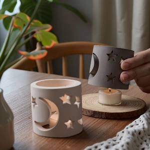 Star and moon pattern candle holder lampshade made of silicone molds for DIY decor