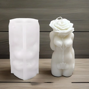 3D female torso rose silicone mold for DIY handmade scented candles and resin crafts