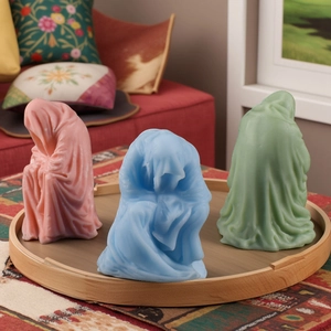 Hooded wizard silicone mold for DIY candles and resin ornaments in three colors