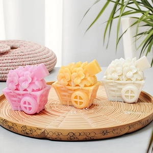 Flower basket trolley silicone mold for DIY aromatic candles and resin crafts