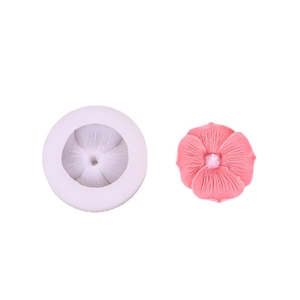 Four-petal flower silicone mold for DIY candles and home decor crafts with leaf details