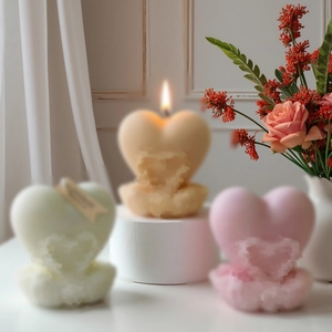 Artistic swan heart silicone mold for DIY candles and soaps in pastel colors