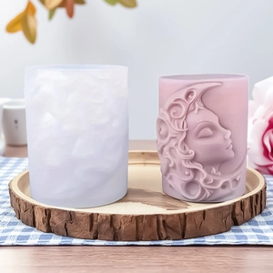 Goddess face cylindrical silicone mold for DIY aromatherapy candles and plaster decor