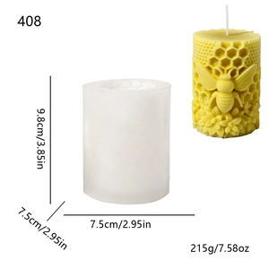Cylindrical silicone mold for honeycomb and bee 3D relief scented candles and plaster