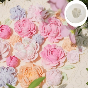 3D Blumen Silikonform Für Pfingstrose Rose Ranunkel Tortendekoration DIY Kerze Seife Gips Harz Handwerk Backwerkzeug