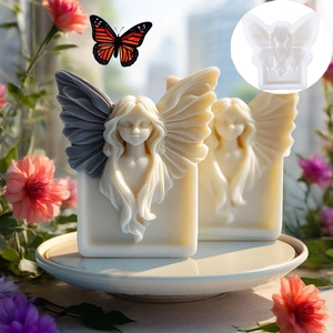 3D angel girl silicone mold for DIY butterfly wing candles and scented plaster ornaments
