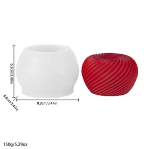 Spiral apple mousse silicone mold with size specifications for chocolate baking