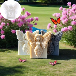 Detailed butterfly angel girl silicone mold for DIY candle making and plaster ornaments