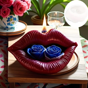 Lip-shaped silicone mold for DIY rose scented candles and artistic gypsum ornaments