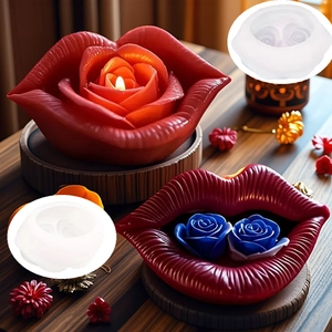 Silicone lip and rose mold for DIY scented candles, soap, and plaster ornaments