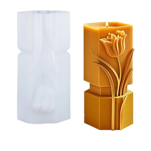 3D geometric tulip silicone mold for DIY flower scented candle and soap making ornaments