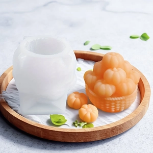 Halloween pumpkin basket silicone mold for DIY scented candles and plaster crafts