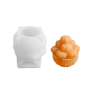 Silicone mold for DIY pumpkin basket candles and crafts with realistic 3D textures