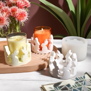 DIY rabbit silhouette silicone mold for handmade gypsum candle holders and home decor