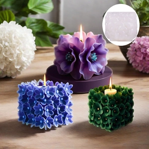 3D Floral Square Silicone Molds Hydrangea Peony Narcissus Pillar Mold For DIY Scented Candle Gypsum Ornament Cake Decorating