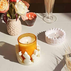 Minimalist rabbit and urban building silhouette candle holders for home decor