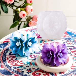 Square floral silicone mold for DIY hydrangea and peony scented candles and decor