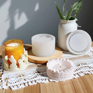 Creative Rabbit House Shaped Candlestick Silicone Mold DIY Aromatherapy Plaster Candle Holder Resin Craft Tool Home Decor