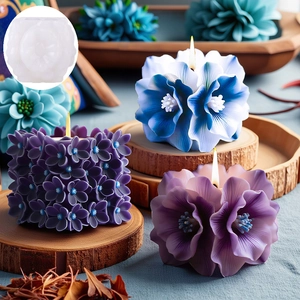 Square floral silicone mold for DIY hydrangea and peony scented candles and ornaments