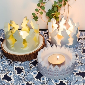 Rabbit and house shaped silicone candle holder molds for DIY aromatherapy candle crafts
