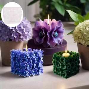 Square floral silicone mold for DIY hydrangea and peony scented candles and home decor