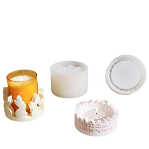 Rabbit house silicone mold for DIY aroma candle holder and plaster home decorations