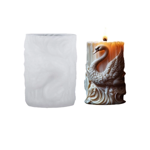 Elegant swan relief silicone mold for DIY candles and home decor with detailed swan pattern