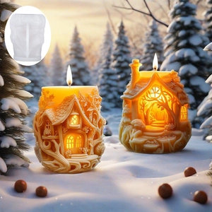 DIY silicone tree house mold for scented candles and plaster fairy cottage decorations