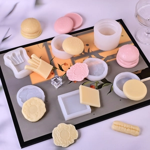 Moule en Silicone en Forme de Burger de Restauration Rapide pour la Pâtisserie DIY Pain Fromage Viande Toast Gâteau Savon Bougie Outil Artisanal