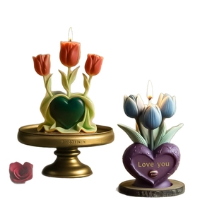 Moule en silicone tulipe cœur pour bougies parfumées DIY et décorations florales en plâtre