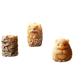 Hedgehog silicone mold set for 3D animal candles and mousse cake decorations