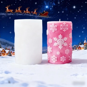 Christmas cylinder silicone mold with snowflake patterns for DIY scented candles