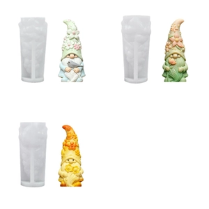 DIY silicone gnome molds set featuring floral designs for candle and gypsum crafts