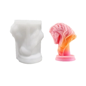 Moule en silicone 3D tête de cheval pour bougies et artisanat DIY avec détails